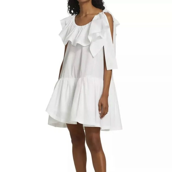 3.1 Phillip Lim Asymmetric Ruffle Cotton Mini Dress Size 2